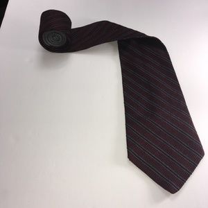 Tommy Hilfiger Red and Gray Necktie 100% Silk